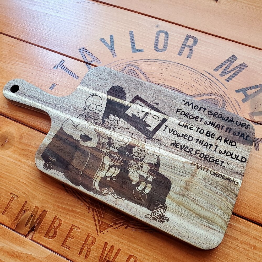 Disney The Simpson's Acacia Wood Cutting/Serving Board Taylor Made Timber Works